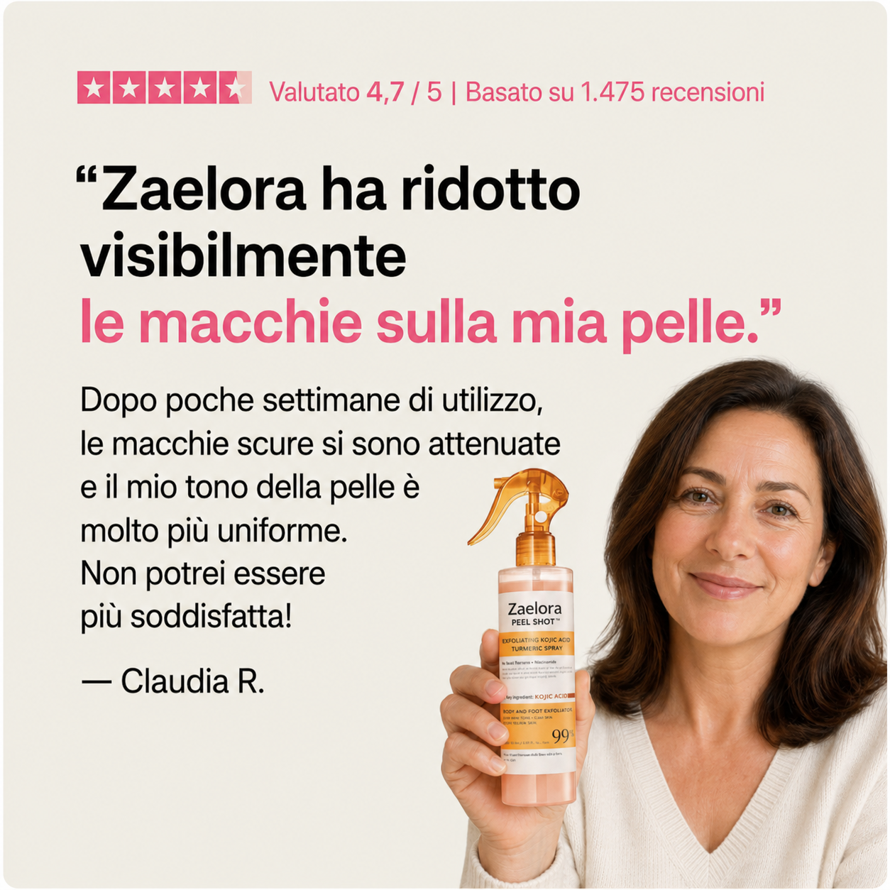 Zaelora™ — Spray Esfoliante Anti-Macchie